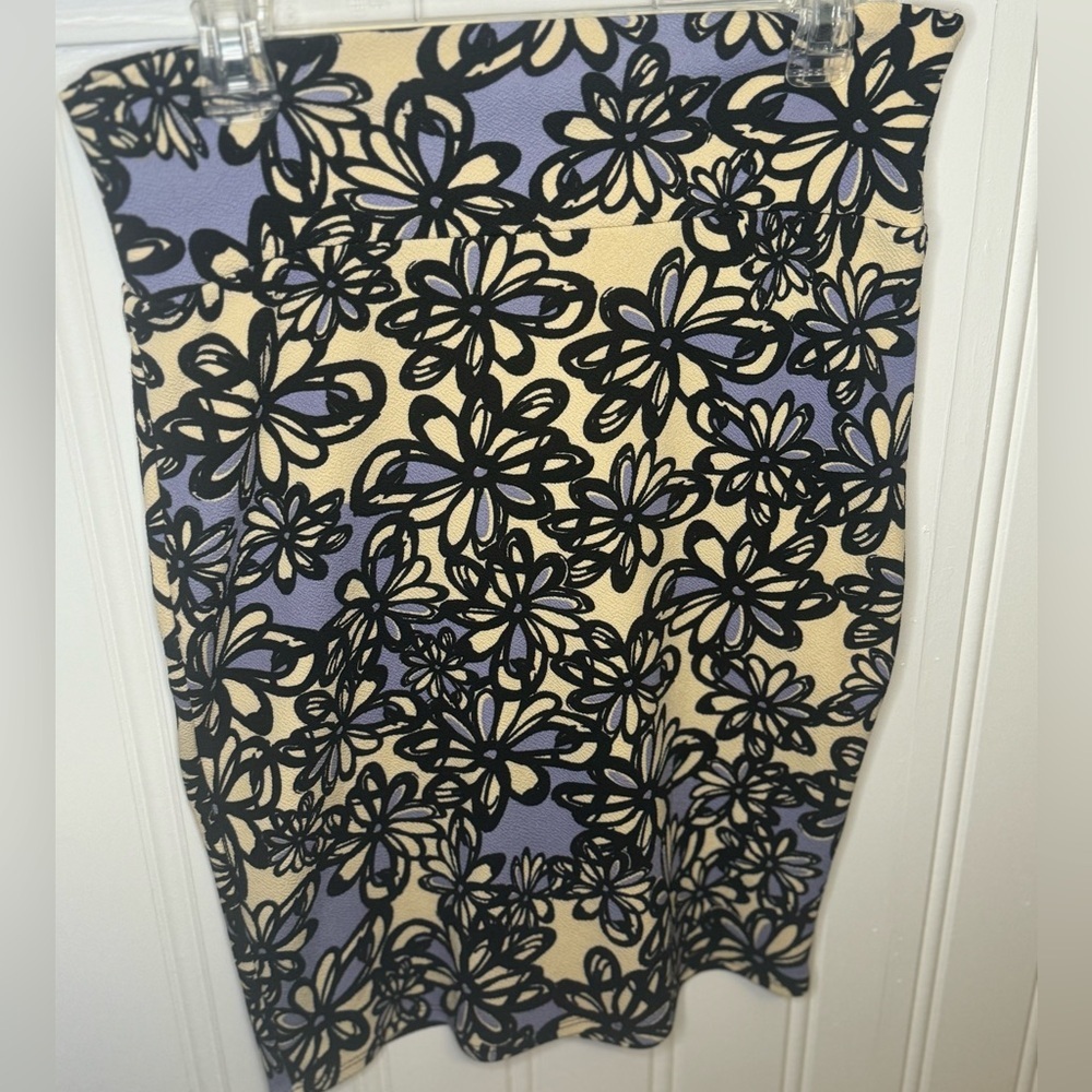 Blue and Cream Floral LulaRoe Skirt - Medium